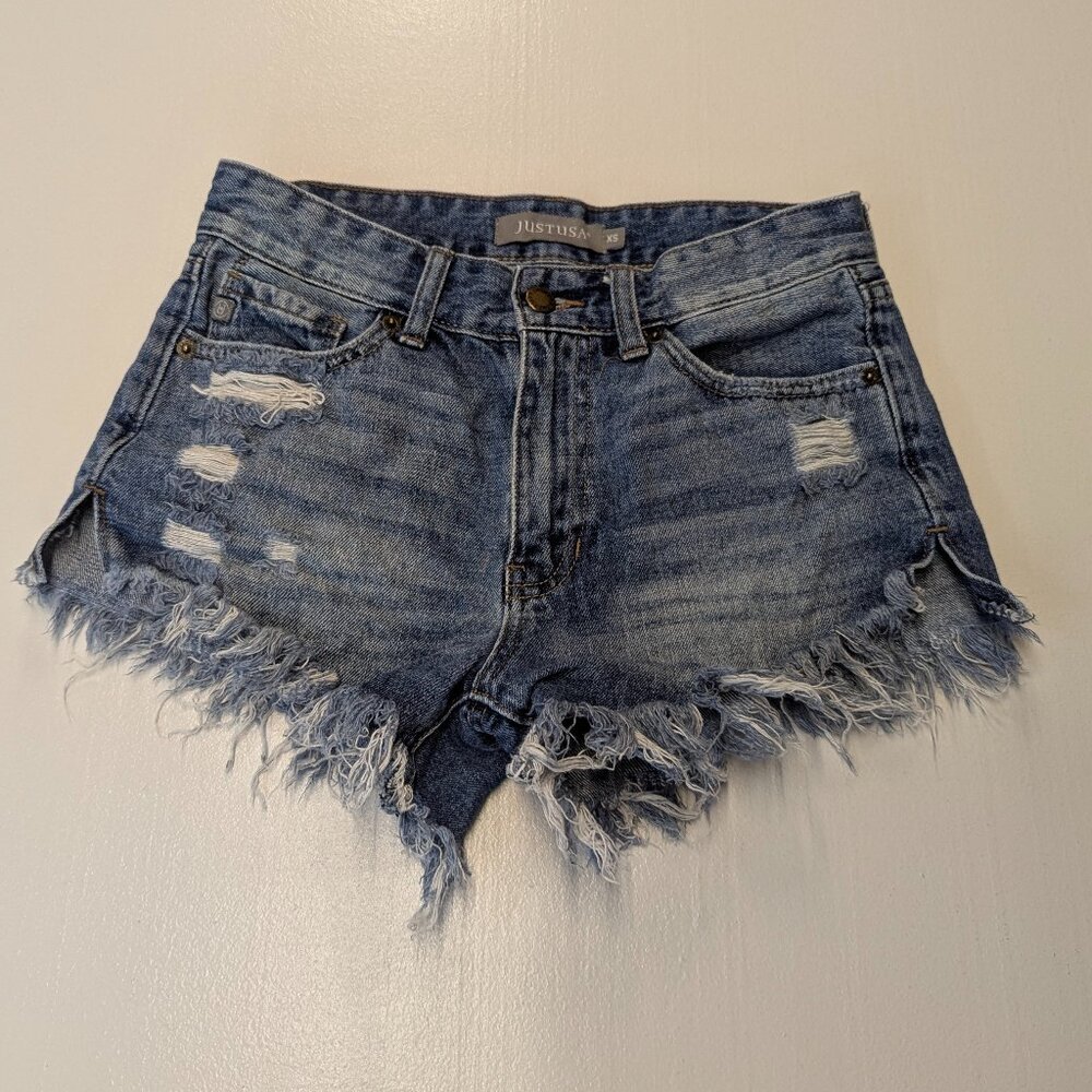 JUST USA Size XS Distressed Denim Cutoff Shorts